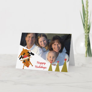 Süßes Rentier mit Familienfoto oder Paarfoto Feiertagskarte