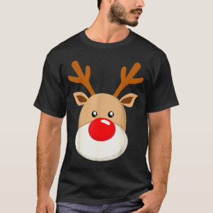 Süßes Rentier Rudolph Rote Nase Weihnachten Geweih T-Shirt
