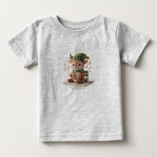 Süßes Rentier spielt Akkordeon Weihnachtsbaumschmu Baby T-shirt