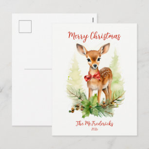Süßes Rentier Vintage Weihnachtspostkarte Feiertagspostkarte