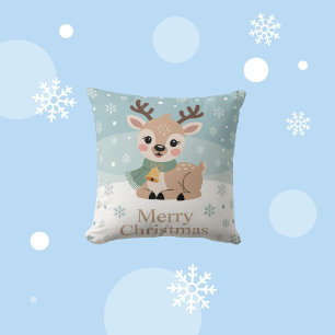 Süßes Rentier Weihnachten Pastell Babyhirsch Feier Kissen