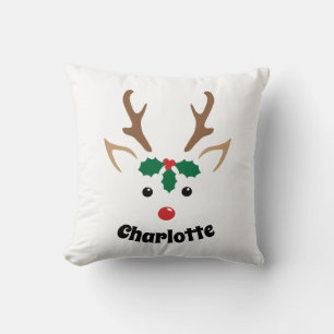 Süßes Rentiergesicht   Personalisierter Weihnachts Kissen