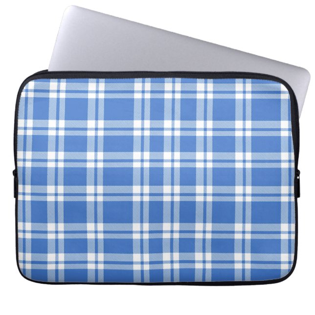 Süßes Retro-Blau-Gingham-Karo-Muster Laptopschutzhülle (Vorderseite)