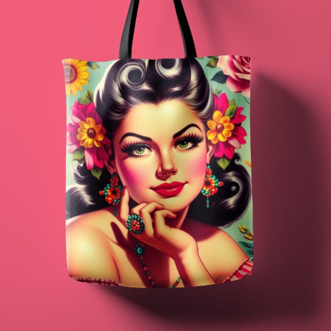 Süßes Retro-Blumen-Pin-up-Porträt (Von Creator hochgeladen)