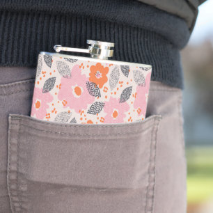 Süßes Retro-Blumenmuster Flachmann