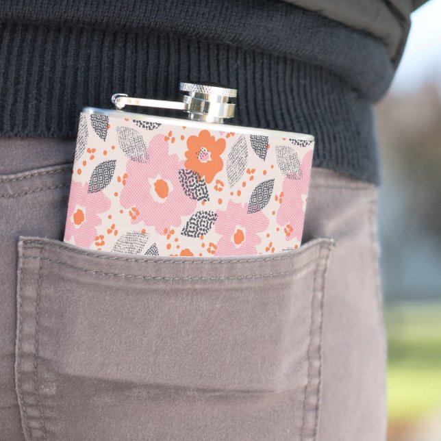 Süßes Retro-Blumenmuster Flachmann (Beispiel)