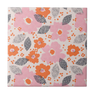 Süßes Retro-Blumenmuster Fliese