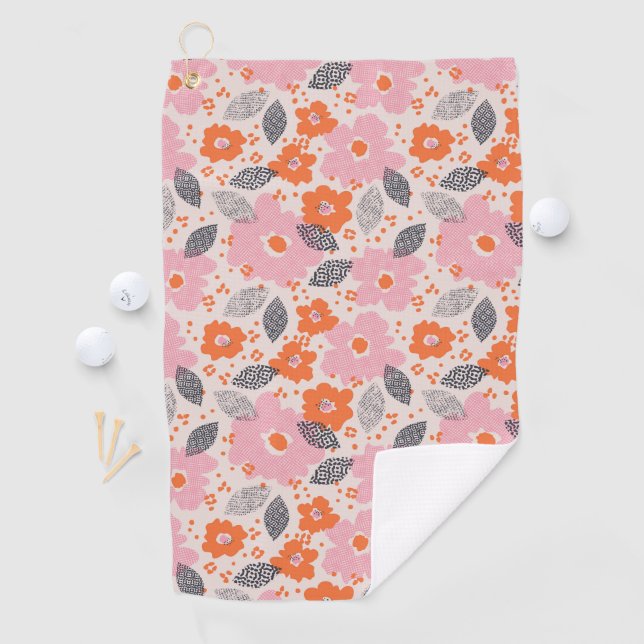 Süßes Retro-Blumenmuster Golfhandtuch (Insitu)