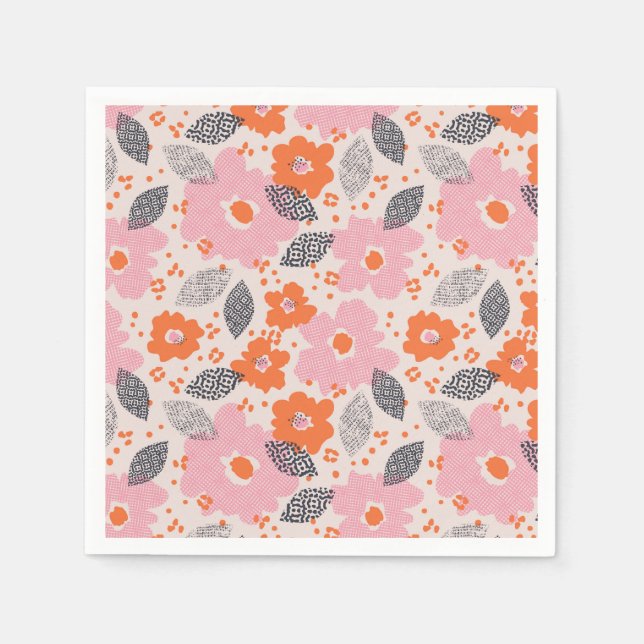 Süßes Retro-Blumenmuster Serviette (Vorderseite)