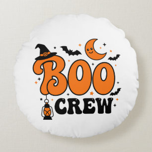 Süßes Retro-Boo-Crew-Halloween-Spooky-Squad-Design Rundes Kissen