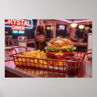 Süßes Retro-Diner | Kristalliner Burger und Pommes