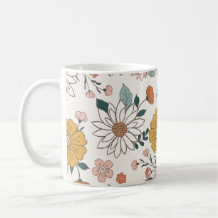Süßes Retro-farbenfrohes Blumenmuster Kaffeetasse