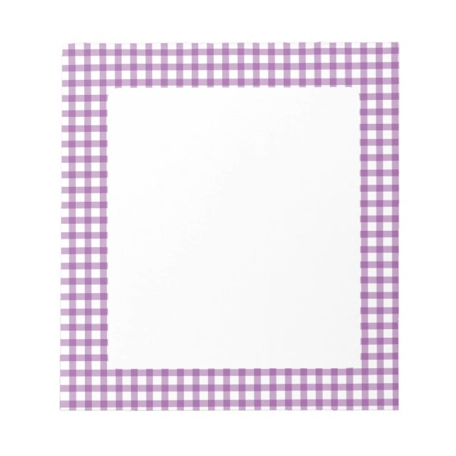 Süßes Retro-Gingham-Karo-Lila-Muster Notizblock (Vorderseite)
