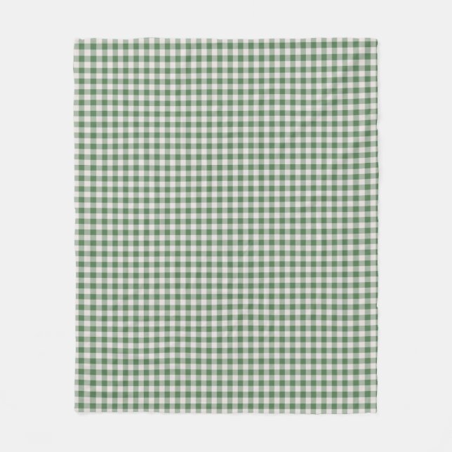 Süßes Retro-Gingham-Karo-Muster | Wintergrün  Fleecedecke (Vorderseite)
