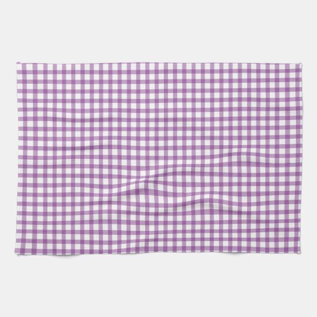 Süßes Retro-Gingham-Karomuster in Lila Geschirrtuch (Horizontal)