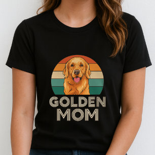 Süßes Retro-Golden-Retriever-Mom-Shirt; Stolz Hund T-Shirt