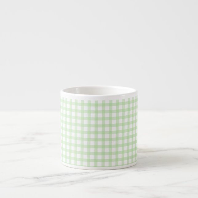 Süßes Retro-Grün-Gingham-Karomuster Espressotasse (Vorderseite)