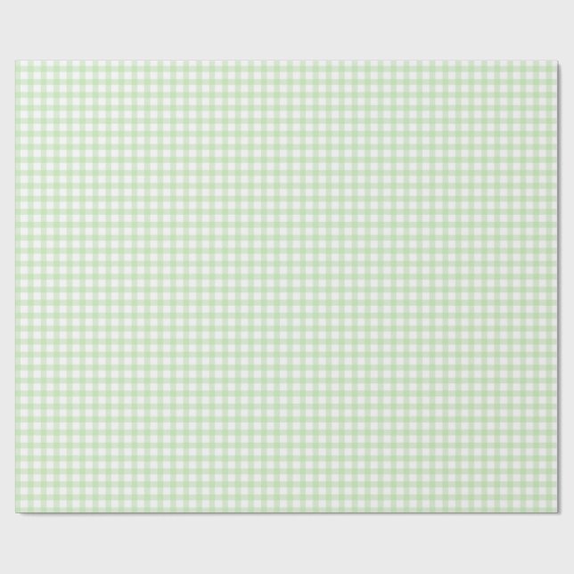 Süßes Retro-Grün-Gingham-Karomuster Geschenkpapier (Flach)
