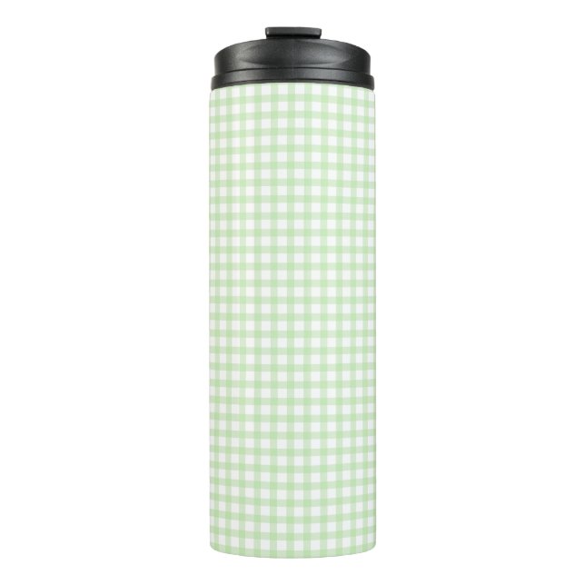 Süßes Retro-Grün-Gingham-Karomuster Thermosbecher (Vorderseite)