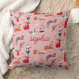 Süßes Retro-Katz-rosa-Weihnachtsmuster Baby Blanke Kissen