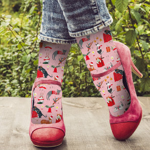 süßes Retro-Katzenmuster rosa personalisierter Nam Socken