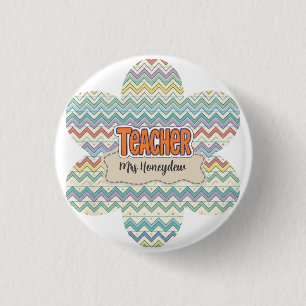 Süßes Retro-Lehrer Dankeschön-Muster Button