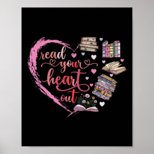 Süßes Retro-Lesebuch-Leserinnen Valentinstag Poster
