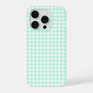Süßes Retro-Meer-Grün-Gingham-Karomuster iPhone 15 Pro Hülle