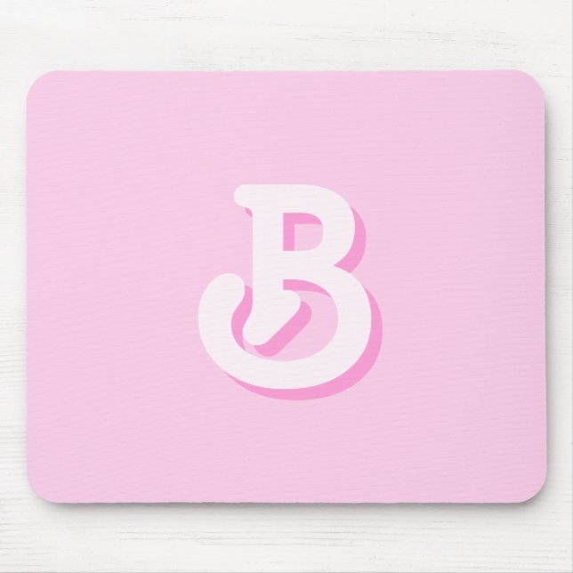 Süßes Retro-Monogramm Rosa Mousepad (Vorne)
