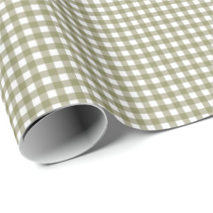 Süßes Retro-Olivgrün-Gingham-Karo-Muster Geschenkpapier
