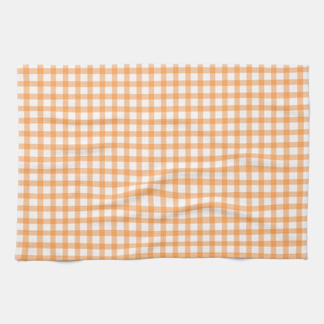 Süßes Retro-Orangengingham-Karomuster Geschirrtuch (Horizontal)