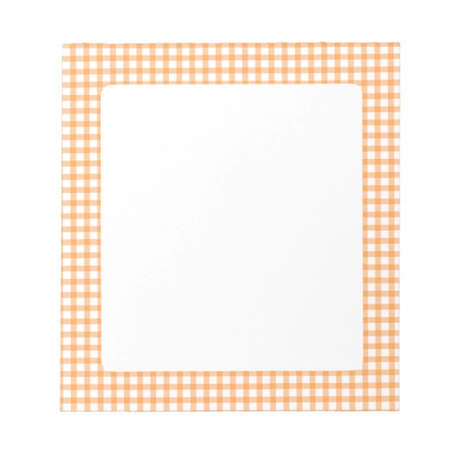Süßes Retro-Orangenschecken-Karo-Muster Notizblock (Vorderseite)