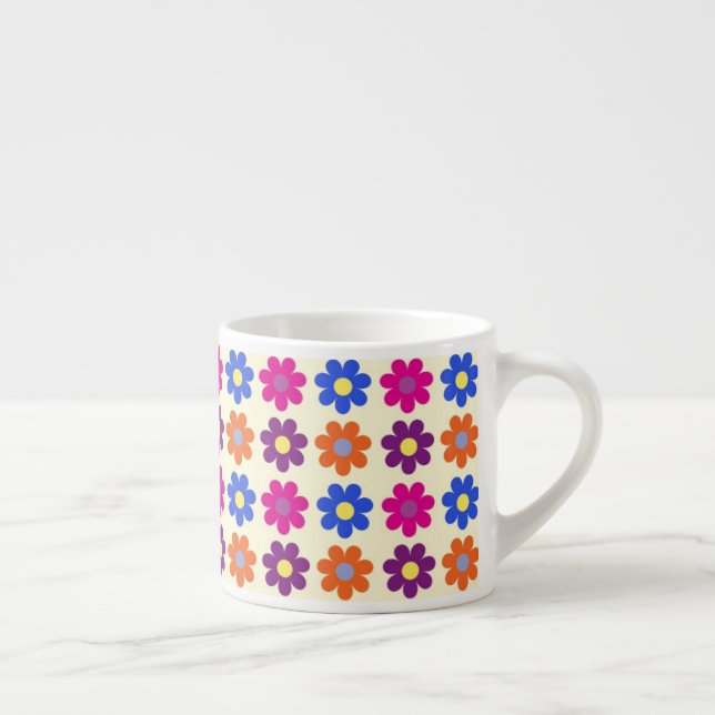 Süßes Retro-Penny-Blumenmuster Espressotasse (Rechts)