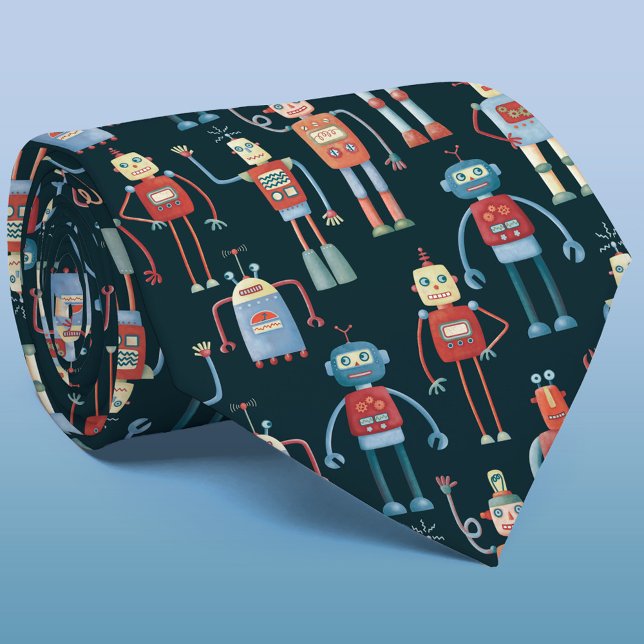 Süßes Retro-Roboter-Muster Krawatte (Retro style robot neck tie)