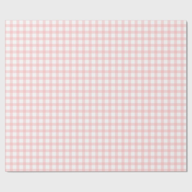 Süßes Retro-Rosa-Gingham-Karomuster Geschenkpapier (Flach)