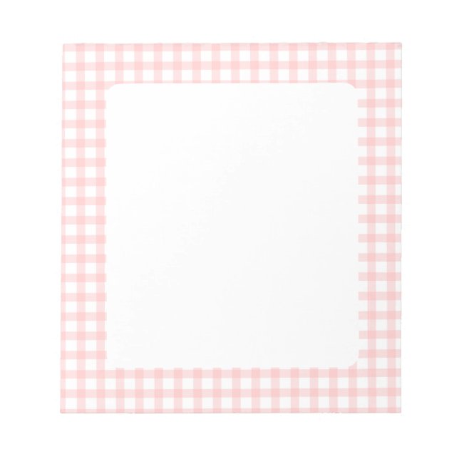 Süßes Retro-Rosa-Gingham-Karomuster Notizblock (Vorderseite)