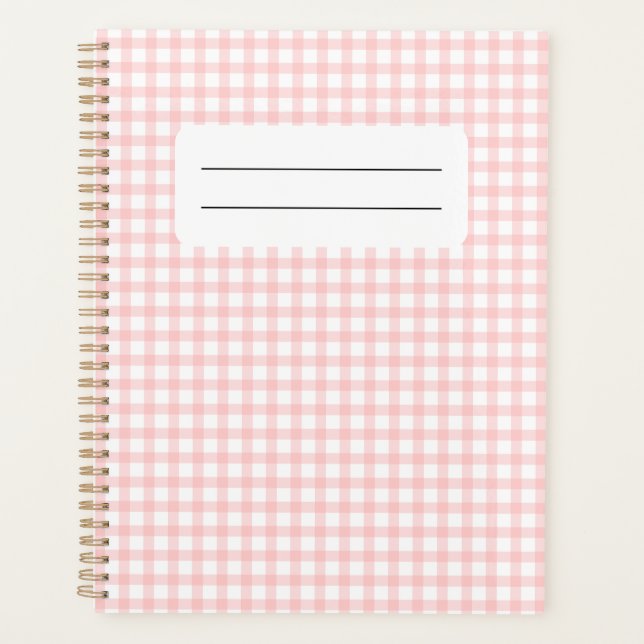 Süßes Retro-Rosa-Gingham-Karomuster Planer (Vorderseite)