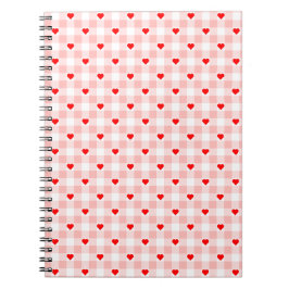 Süßes Retro-Rosa-Herz-Gingham-Karo-Muster Notizblock