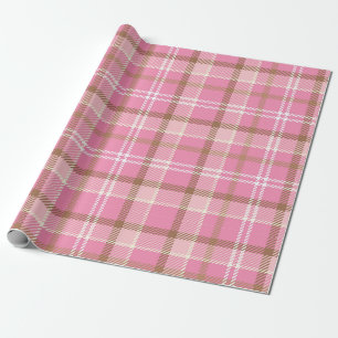 Süßes Retro-Rosa-Karo-Tartan-Muster Geschenkpapier