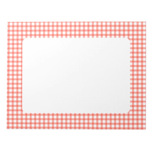 Süßes Retro-Rotkariertes Gingham-Muster Notizblock (Vorderseite)