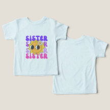 Süßes Retro-Schwester-Lächeln-Gesicht Kinder Hellb