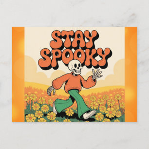 Süßes Retro-Skelett Bleib Gruselig Halloween Postkarte