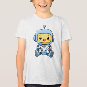 Süßes Robot-Gamer-Shirt Kinder-Gaming-T-Shirt Tri-Blend Shirt