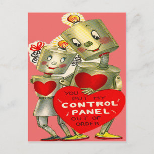 Süßes Roboterpärchen Leichtes Herz Valentinstag Feiertagspostkarte