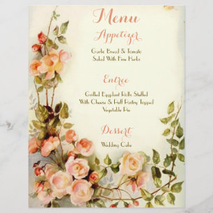 Süßes romantisches Blumenhochzeitsmenü