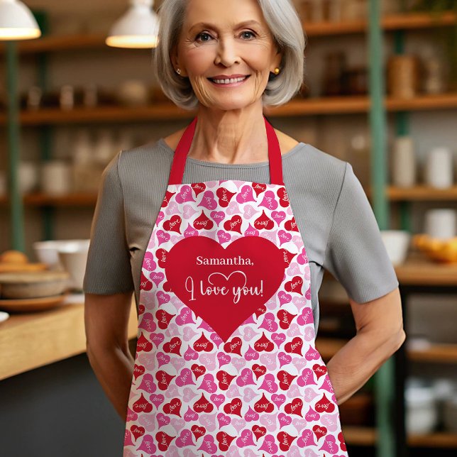 Süßes romantisches Herzdesign personalisiertes Val Schürze (Cute Romantic Heart Design Personalized Valentine Apron)