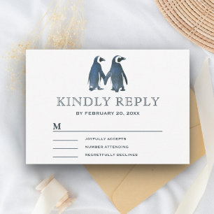 Süßes romantisches Pinguin-Paar RSVP Karte