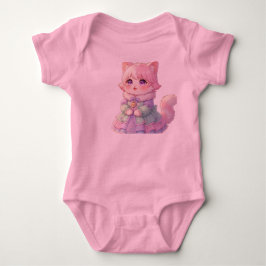 Süßes Rosa Anime-Katzen-Baby-Party-Geschenk Bodysu Baby Strampler
