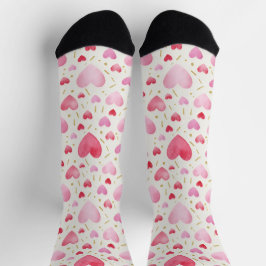 Süßes-Rosa-Aquarell- & Gold-Strich-Socken Socken