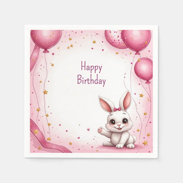 Süßes rosa Baby-Häschen 🐰 Serviette (Vorderseite)